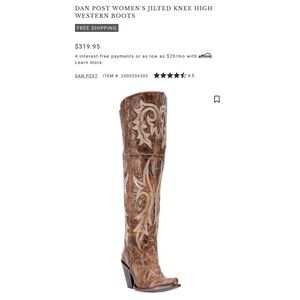 Dan Post Brown Over the Knee Boots with Embroidered Design